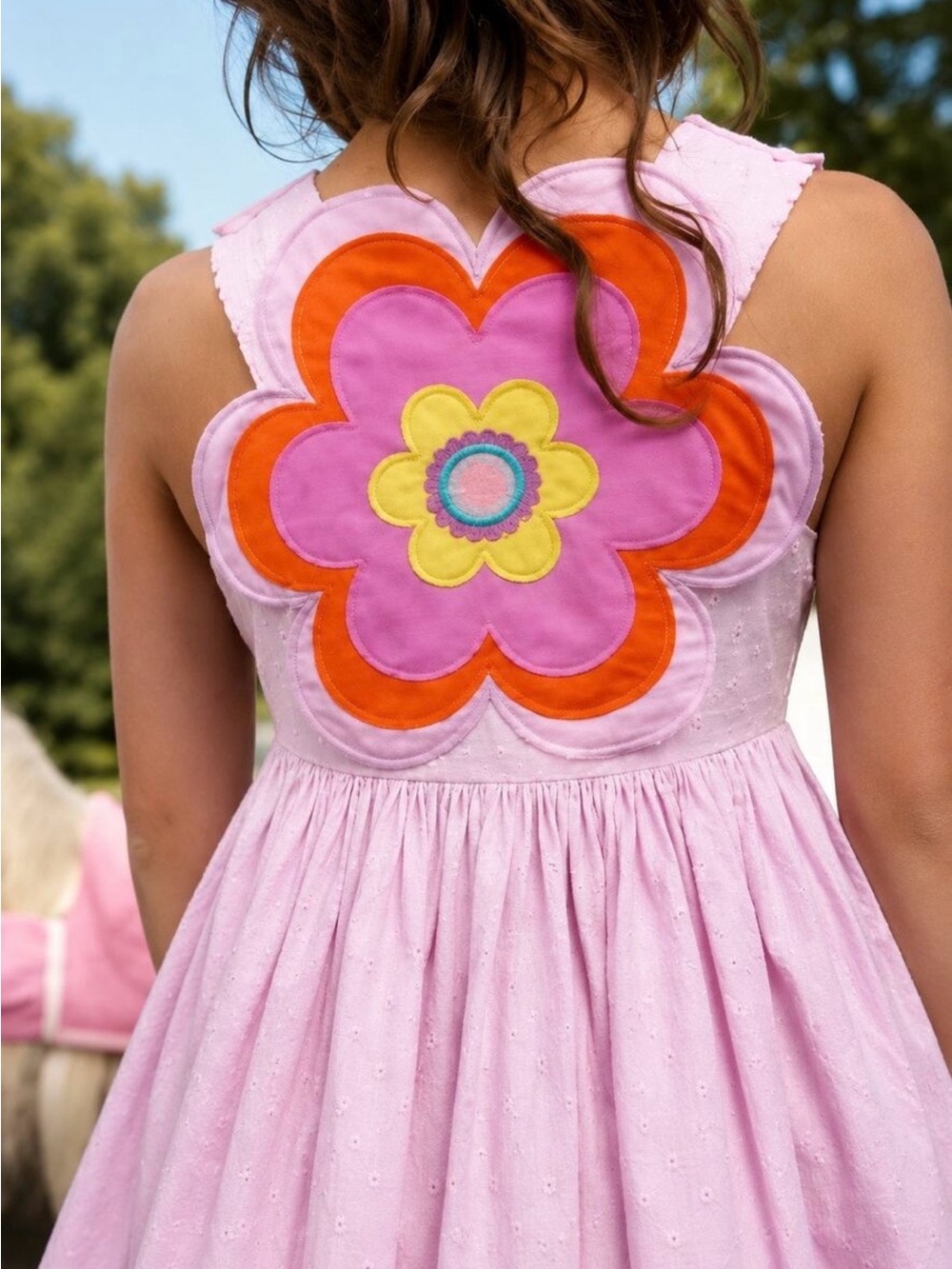Mini Boden Back Appliqué Dress